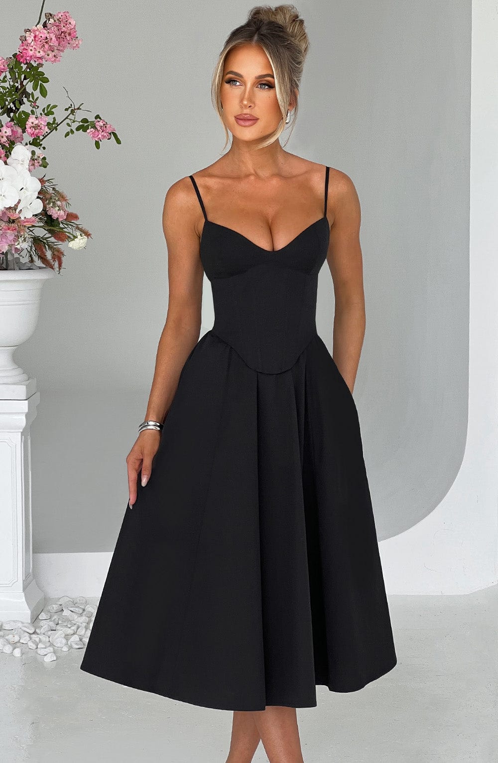 Mariella Midi Dress Black - Mariella Midi Dress Black, Timeless Sophistication and Elegant Style