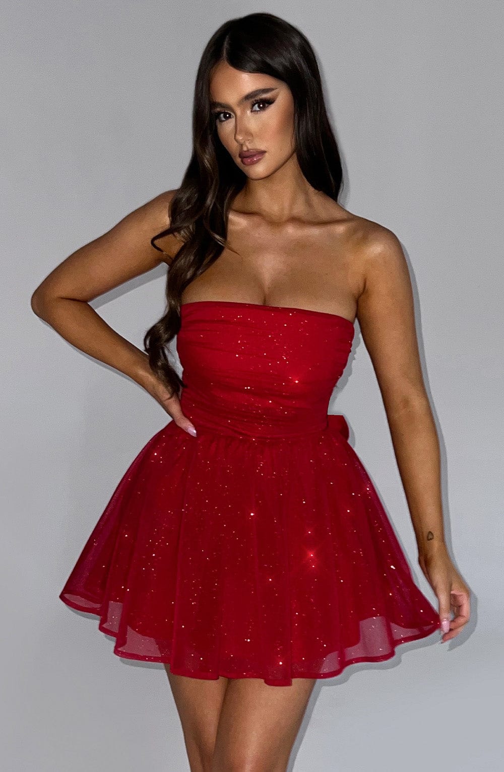 Katrina Mini Dress Red Sparkle – Red Katrina Mini Dress with Shine, Glamor and Sophistication