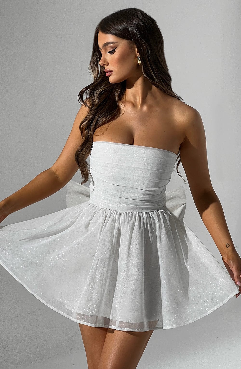 Katrina Mini Dress Ivory Sparkle - Katrina Ivory Mini Dress with Shine, Glamor and Sophistication
