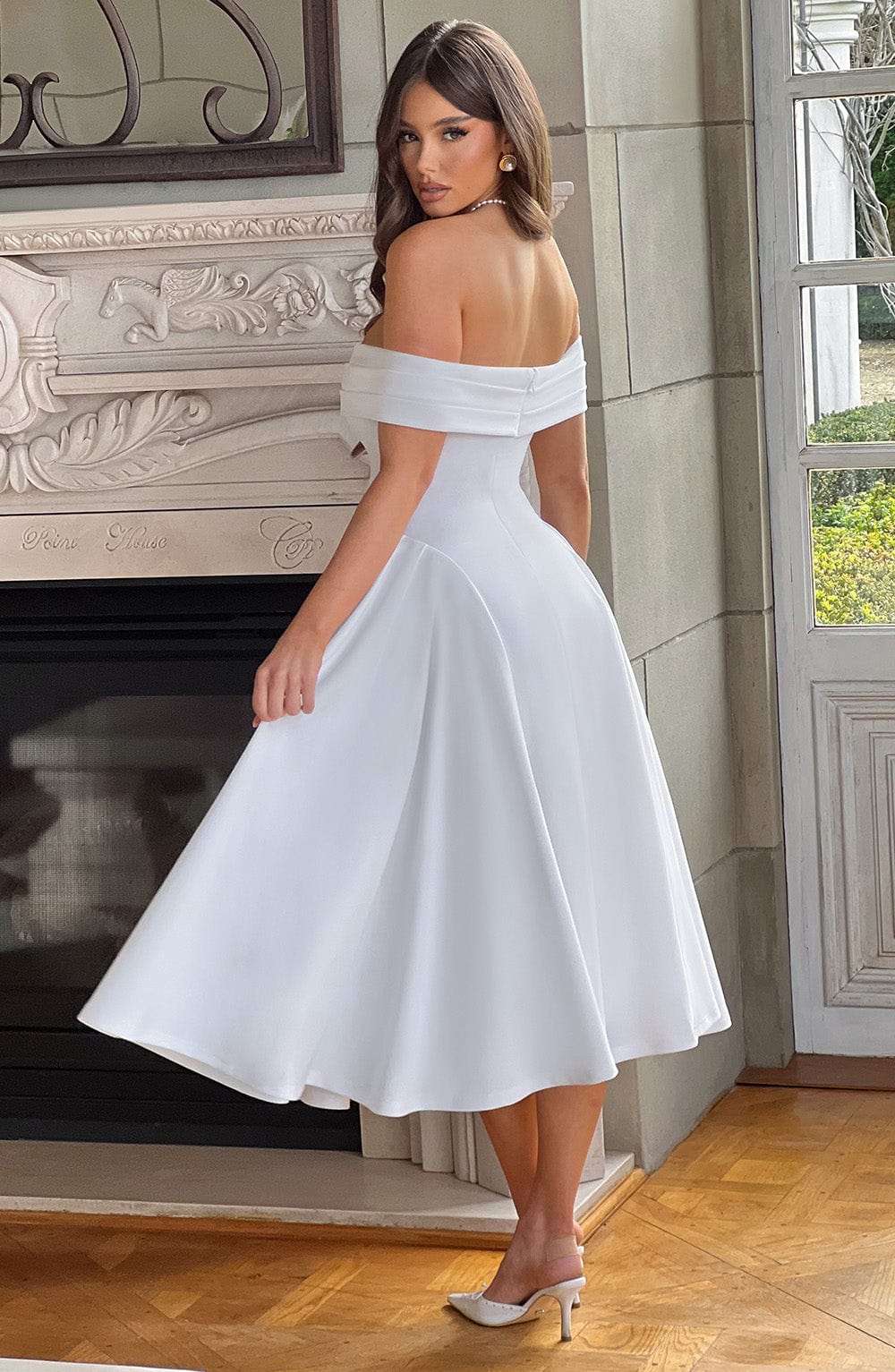 Miranda Midi Dress Ivory – Miranda Ivory Midi Dress, Classic Elegance and Timeless Sophistication