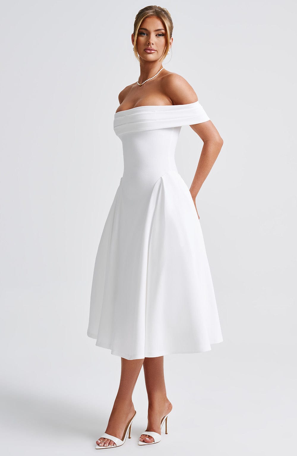 Miranda Midi Dress Ivory – Miranda Ivory Midi Dress, Classic Elegance and Timeless Sophistication