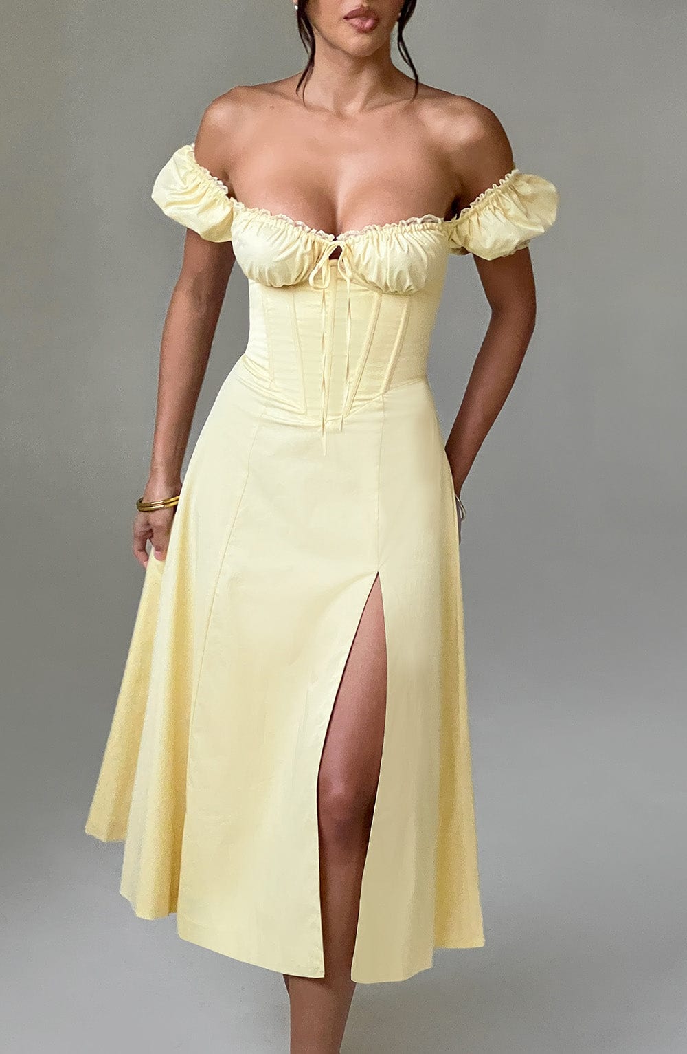 Courtney Midi Dress Lemon – Courtney Yellow Midi Dress, Freshness and Elegance in One Piece