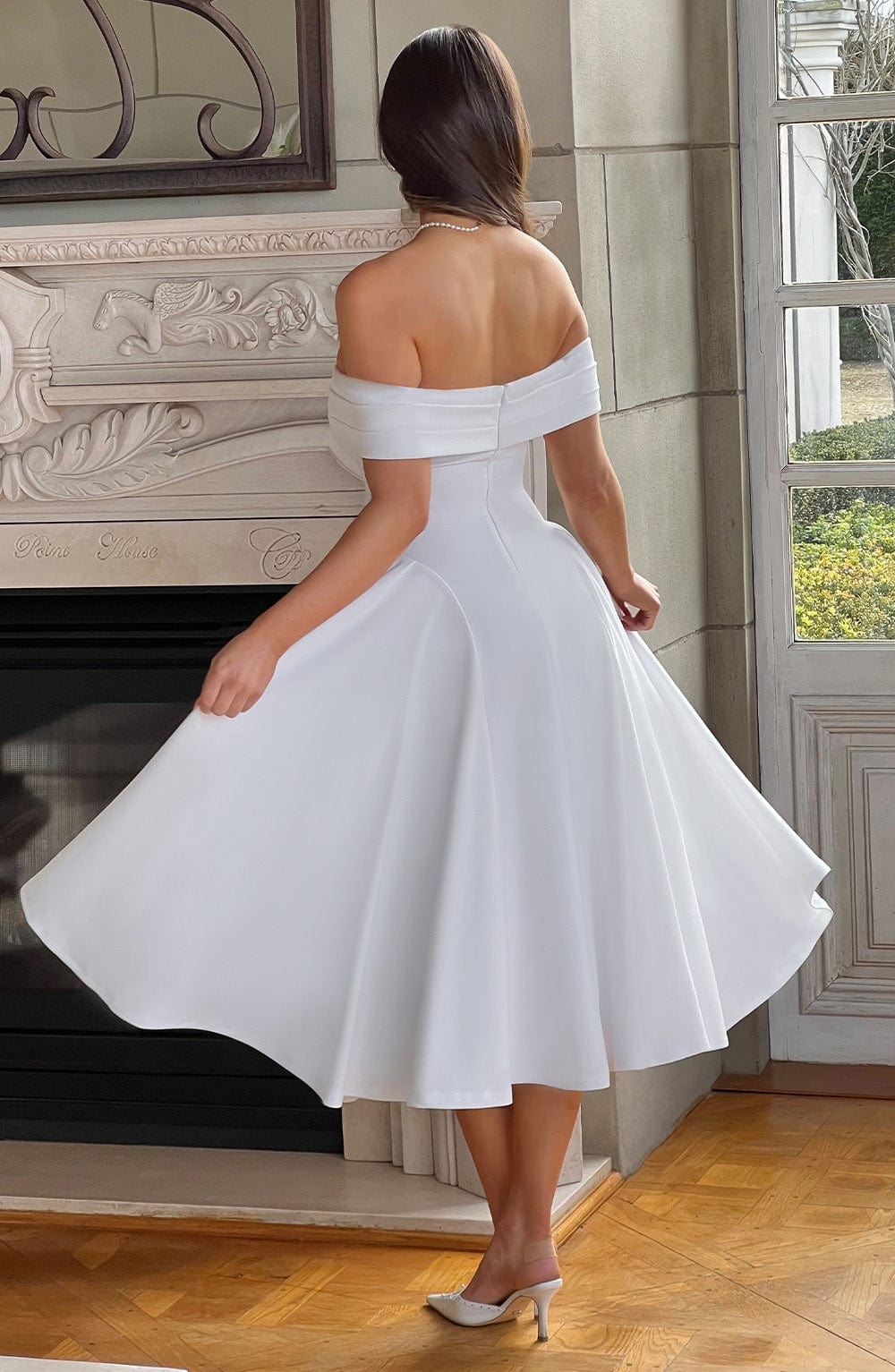 Miranda Midi Dress Ivory – Miranda Ivory Midi Dress, Classic Elegance and Timeless Sophistication