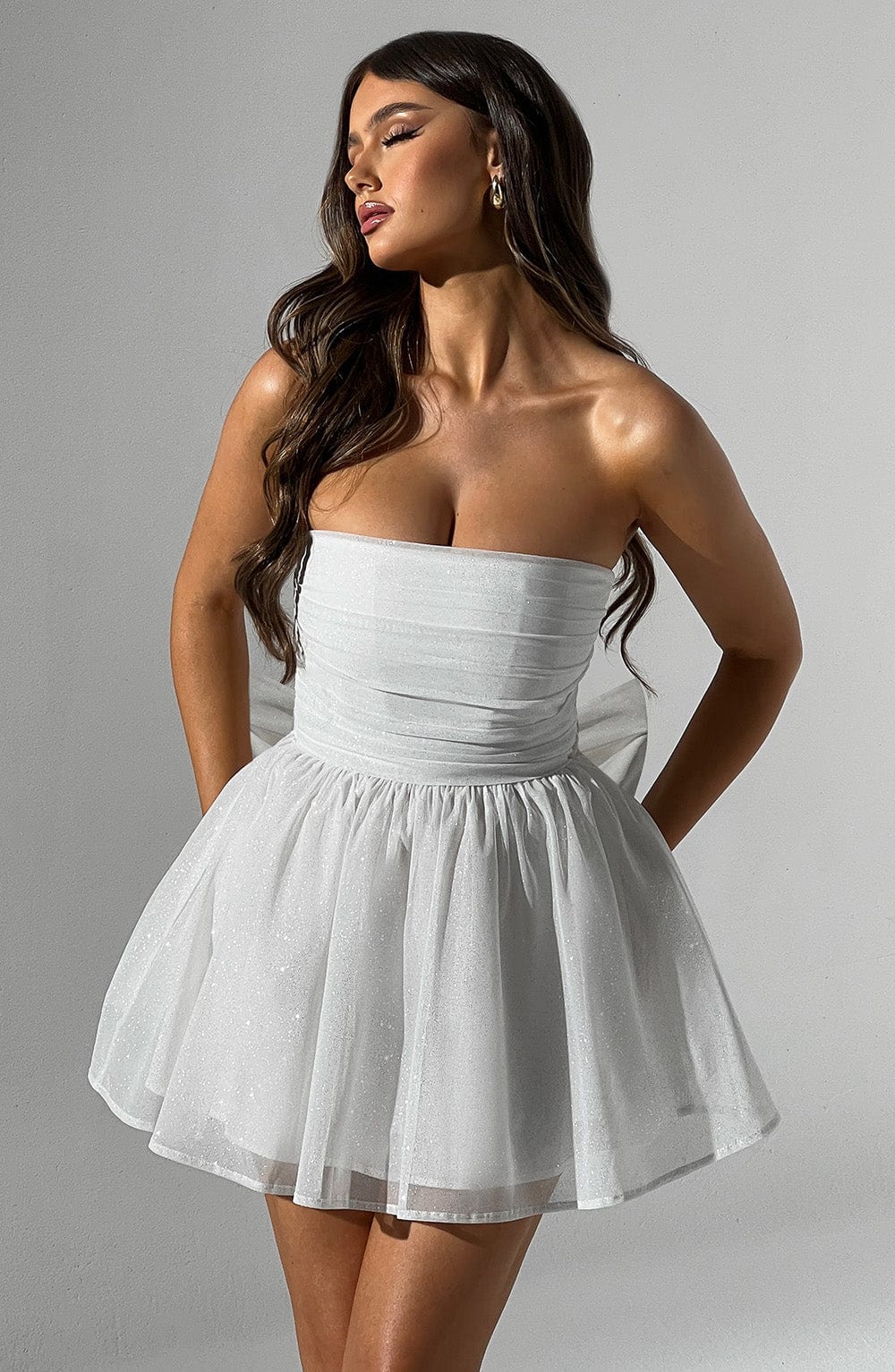 Katrina Mini Dress Ivory Sparkle - Katrina Ivory Mini Dress with Shine, Glamor and Sophistication