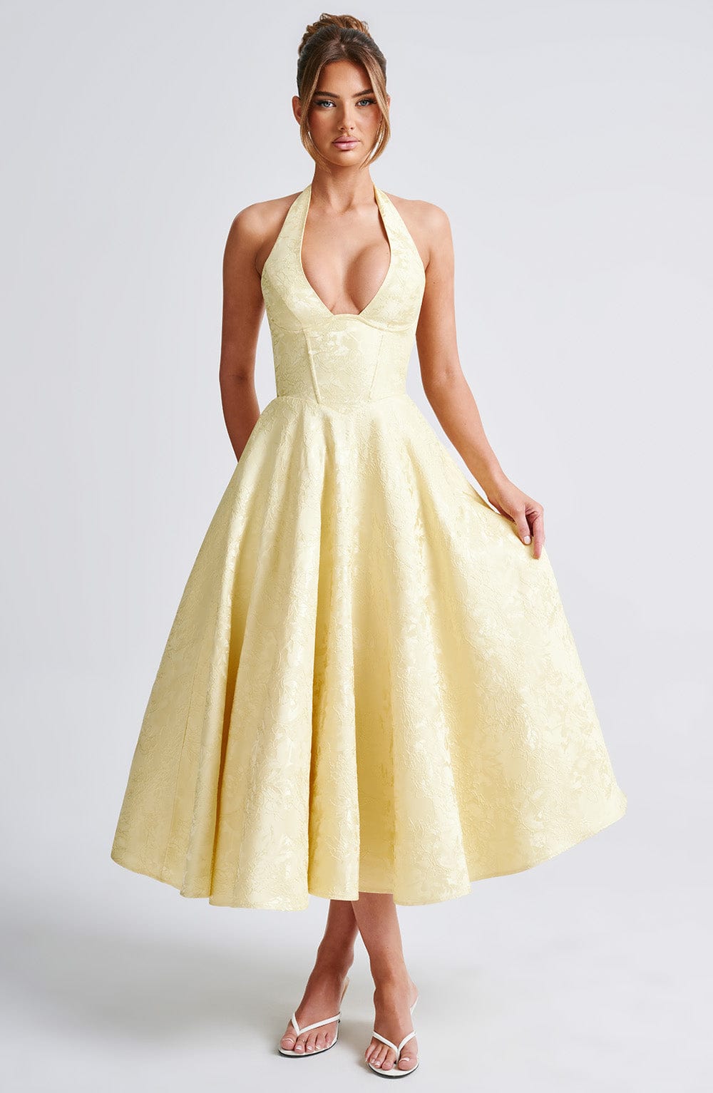 Effie Midi Dress Lemon – Effie Yellow Midi Dress, Vibrant Elegance and Exclusive Sophistication