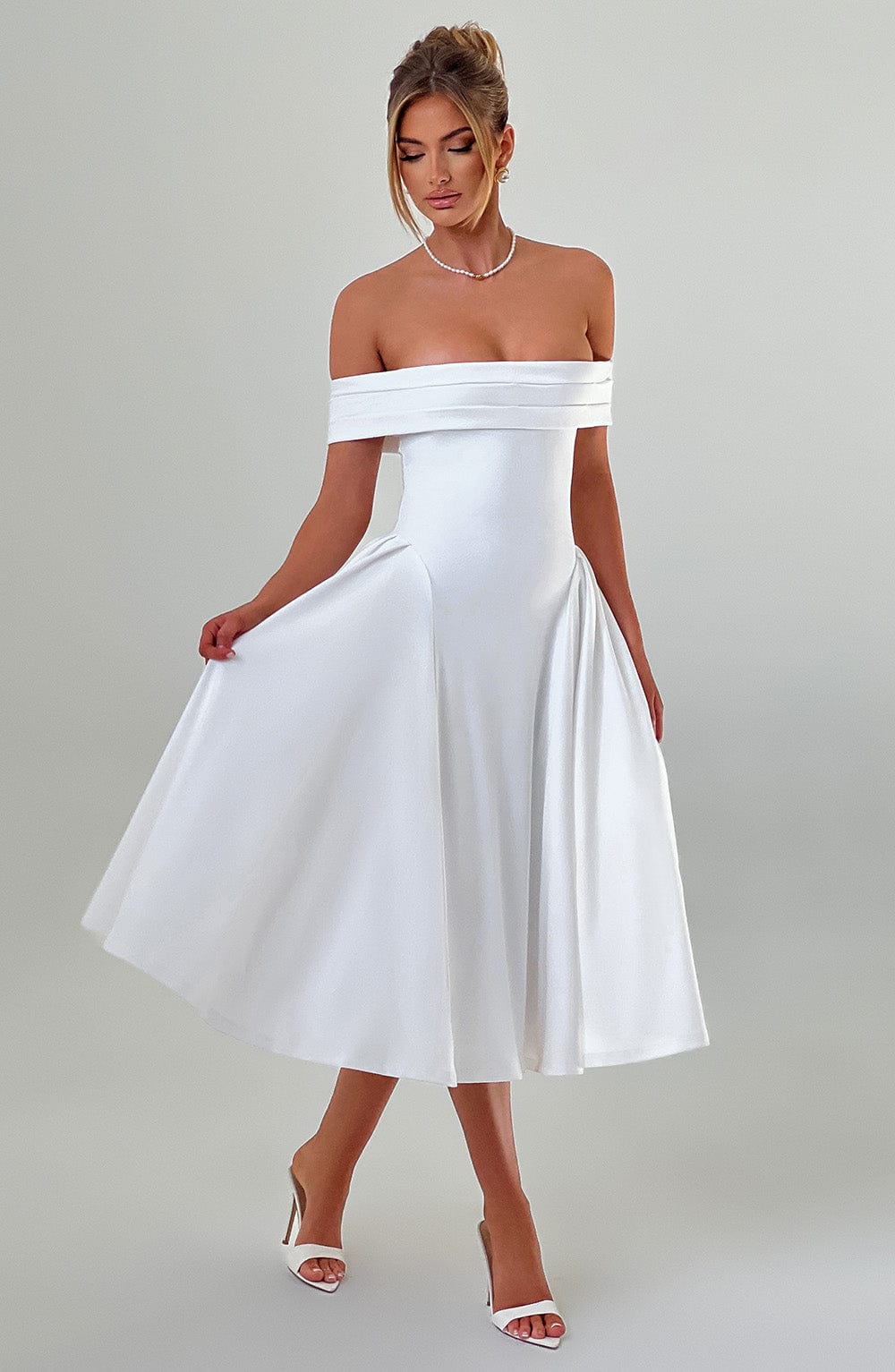 Miranda Midi Dress Ivory – Miranda Ivory Midi Dress, Classic Elegance and Timeless Sophistication