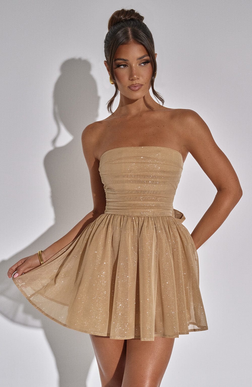Katrina Mini Dress Gold Sparkle – Mini Katrina Gold Dress with Shine, Glamor and Exclusivity