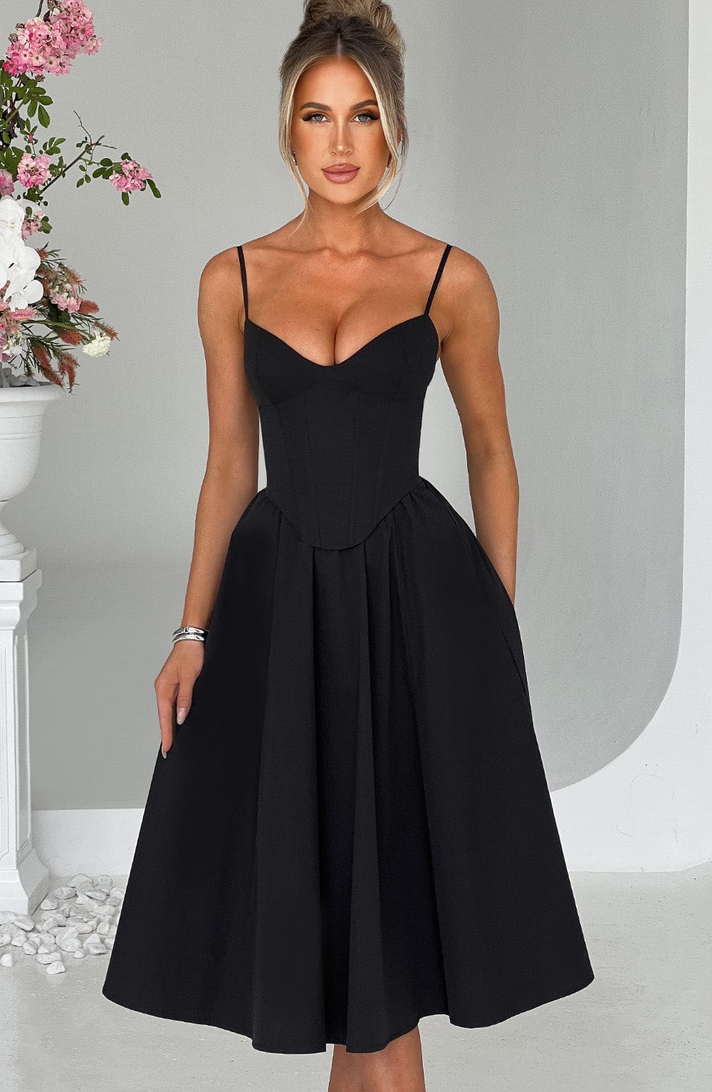 Mariella Midi Dress Black - Mariella Midi Dress Black, Timeless Sophistication and Elegant Style