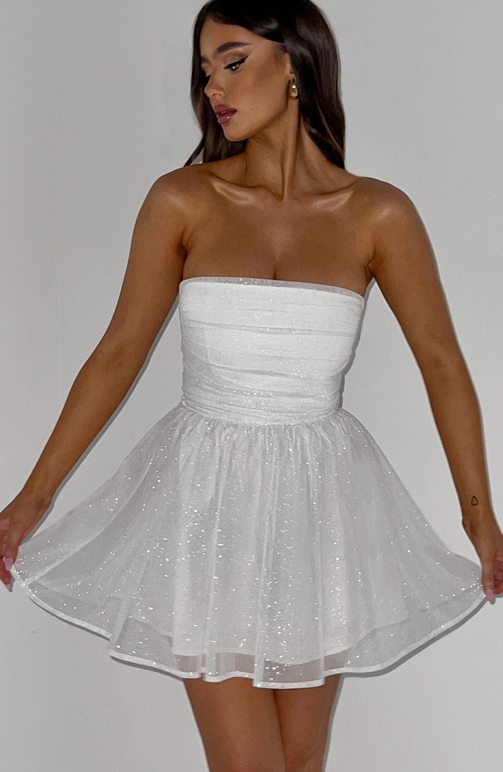 Katrina Mini Dress Ivory Sparkle - Katrina Ivory Mini Dress with Shine, Glamor and Sophistication