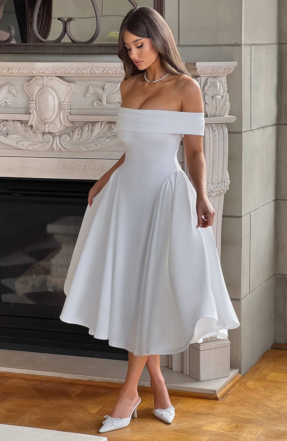 Miranda Midi Dress Ivory – Miranda Ivory Midi Dress, Classic Elegance and Timeless Sophistication