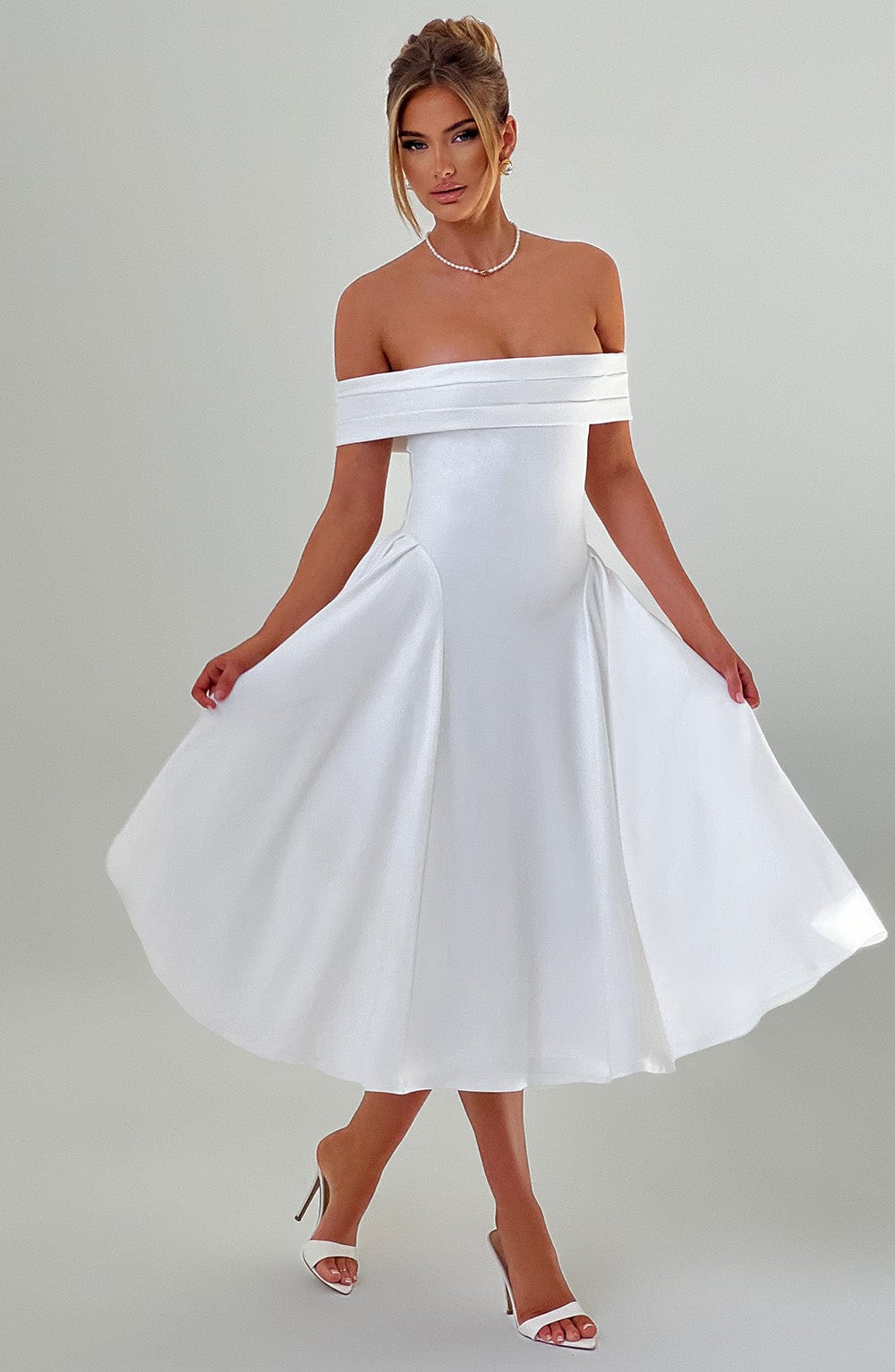 Miranda Midi Dress Ivory – Miranda Ivory Midi Dress, Classic Elegance and Timeless Sophistication