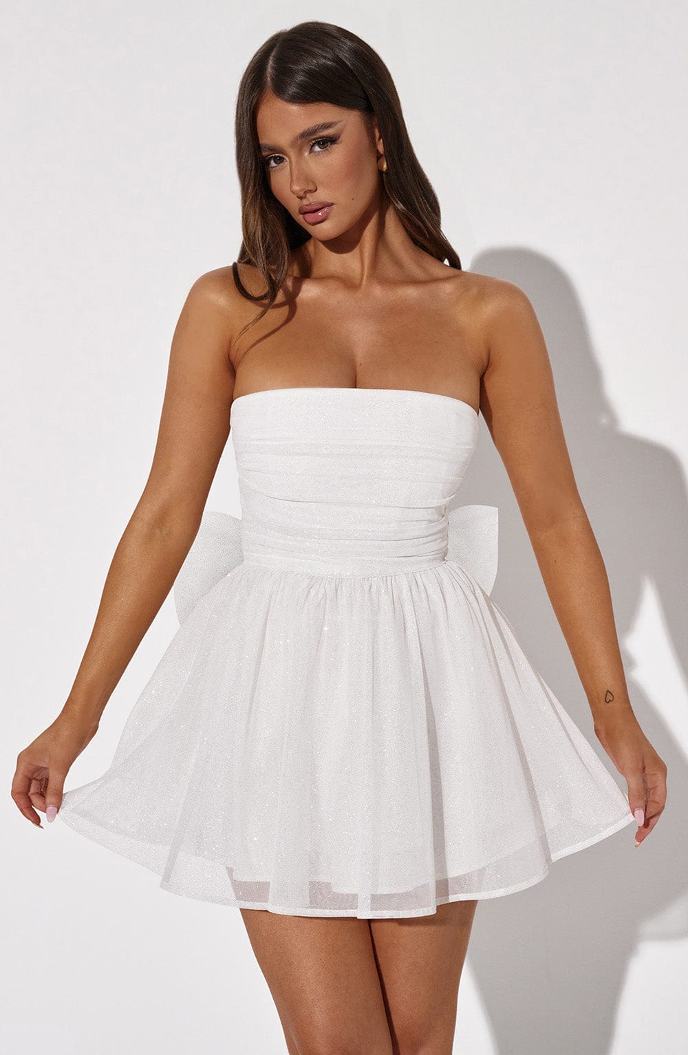Katrina Mini Dress Ivory Sparkle - Katrina Ivory Mini Dress with Shine, Glamor and Sophistication