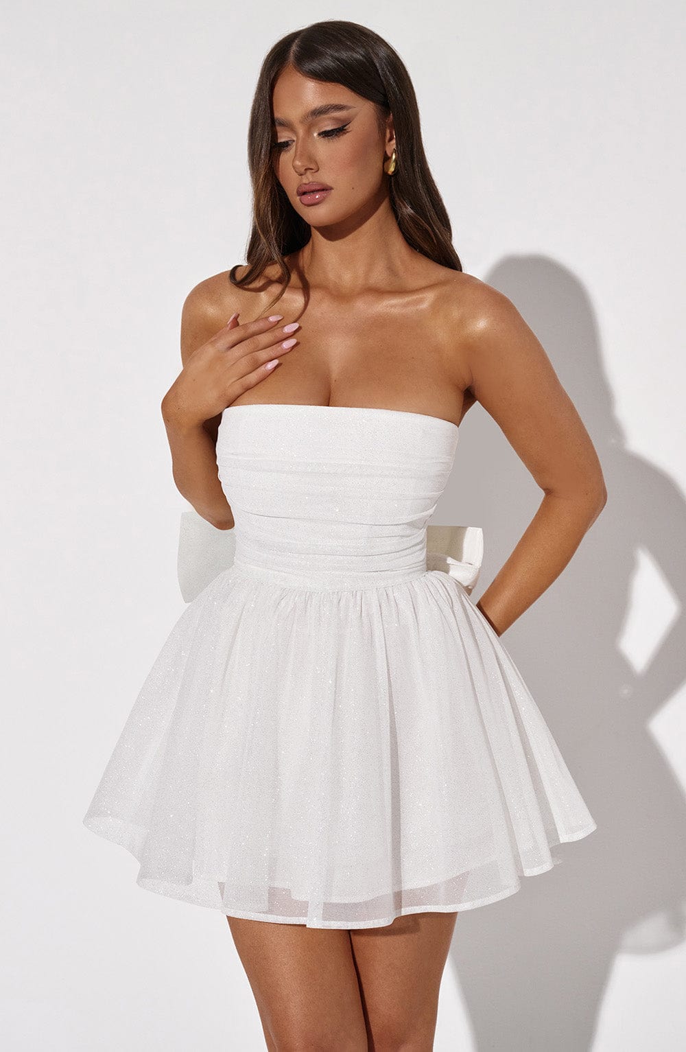 Katrina Mini Dress Ivory Sparkle - Katrina Ivory Mini Dress with Shine, Glamor and Sophistication