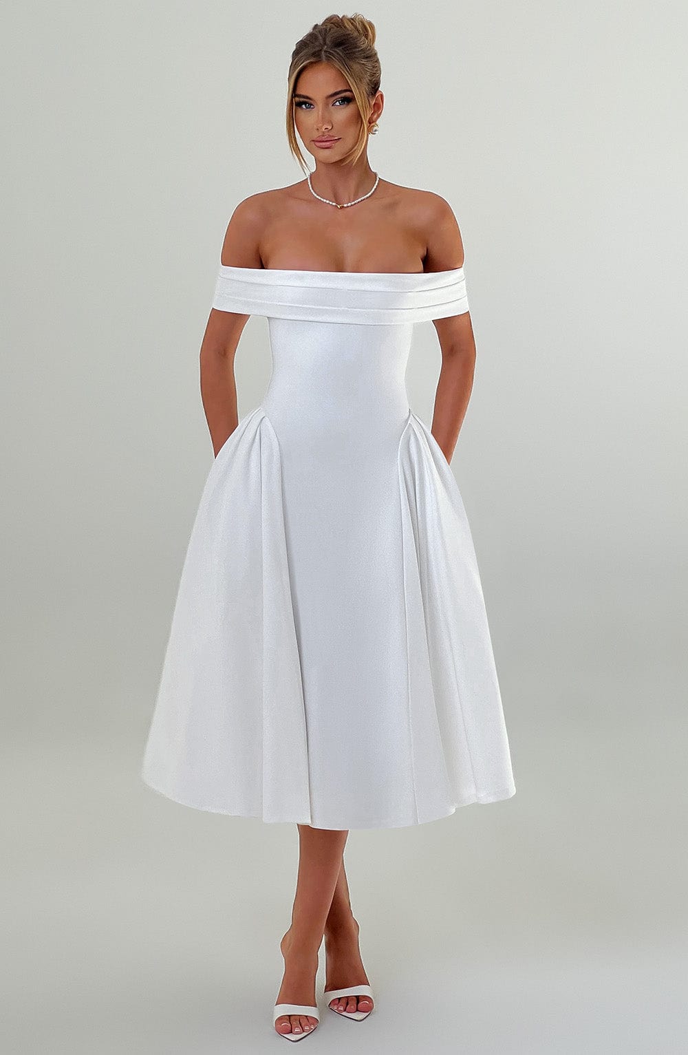 Miranda Midi Dress Ivory – Miranda Ivory Midi Dress, Classic Elegance and Timeless Sophistication
