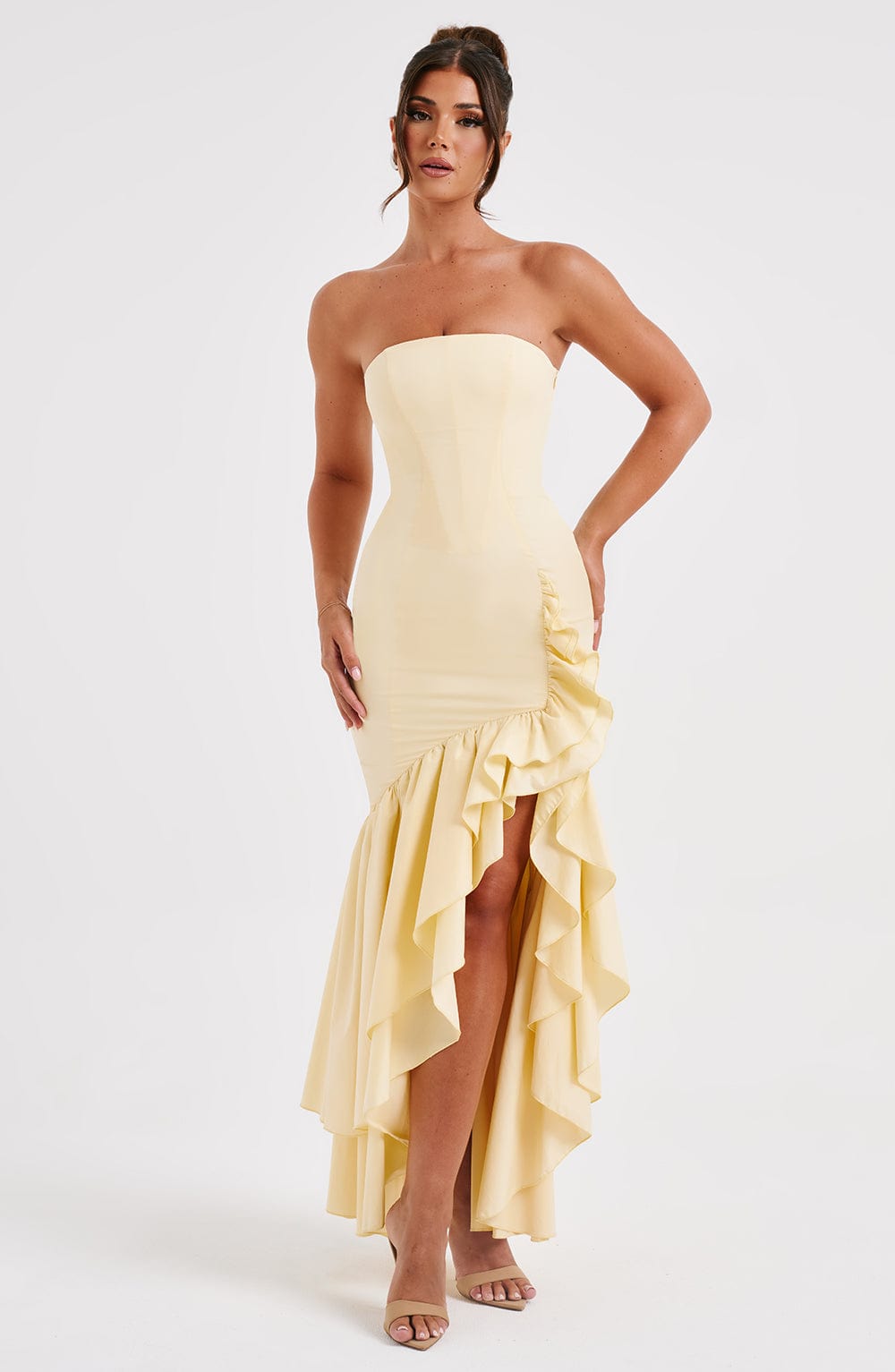 Angelina Maxi Dress Lemon - Angelina Yellow Long Dress, Freshness and Sophisticated Elegance