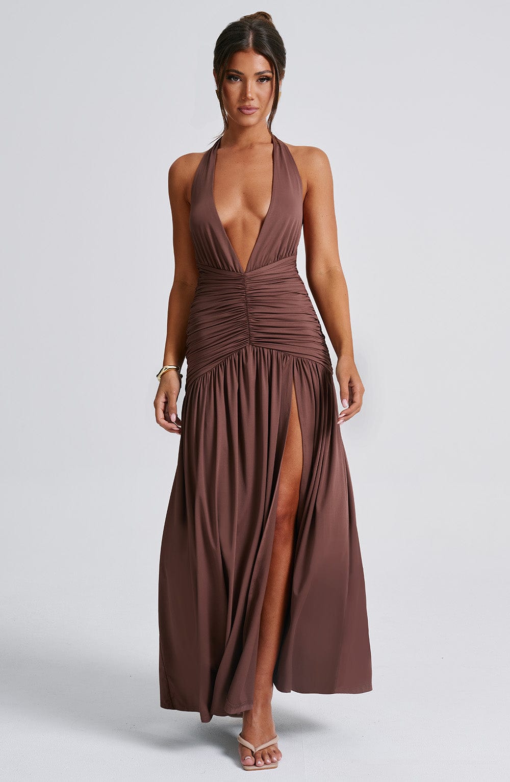 Melania Maxi Dress Chocolate – Melania Chocolate Long Dress, Sophistication and Refined Elegance