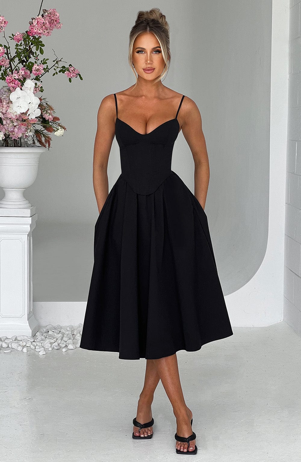 Mariella Midi Dress Black - Mariella Midi Dress Black, Timeless Sophistication and Elegant Style