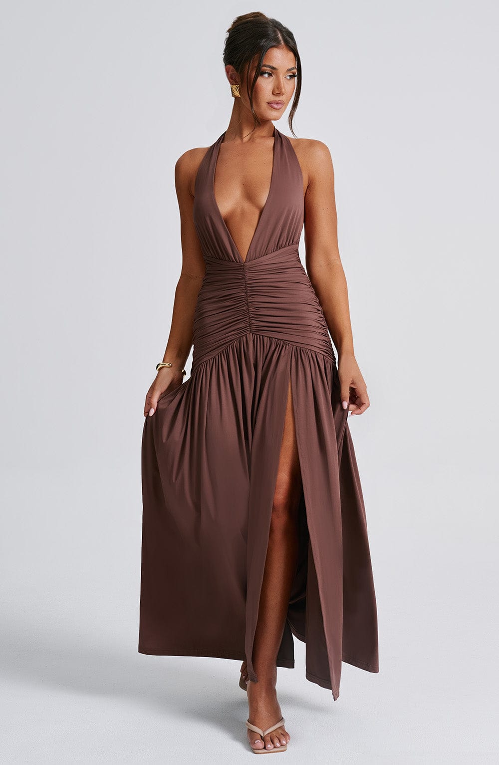 Melania Maxi Dress Chocolate – Melania Chocolate Long Dress, Sophistication and Refined Elegance