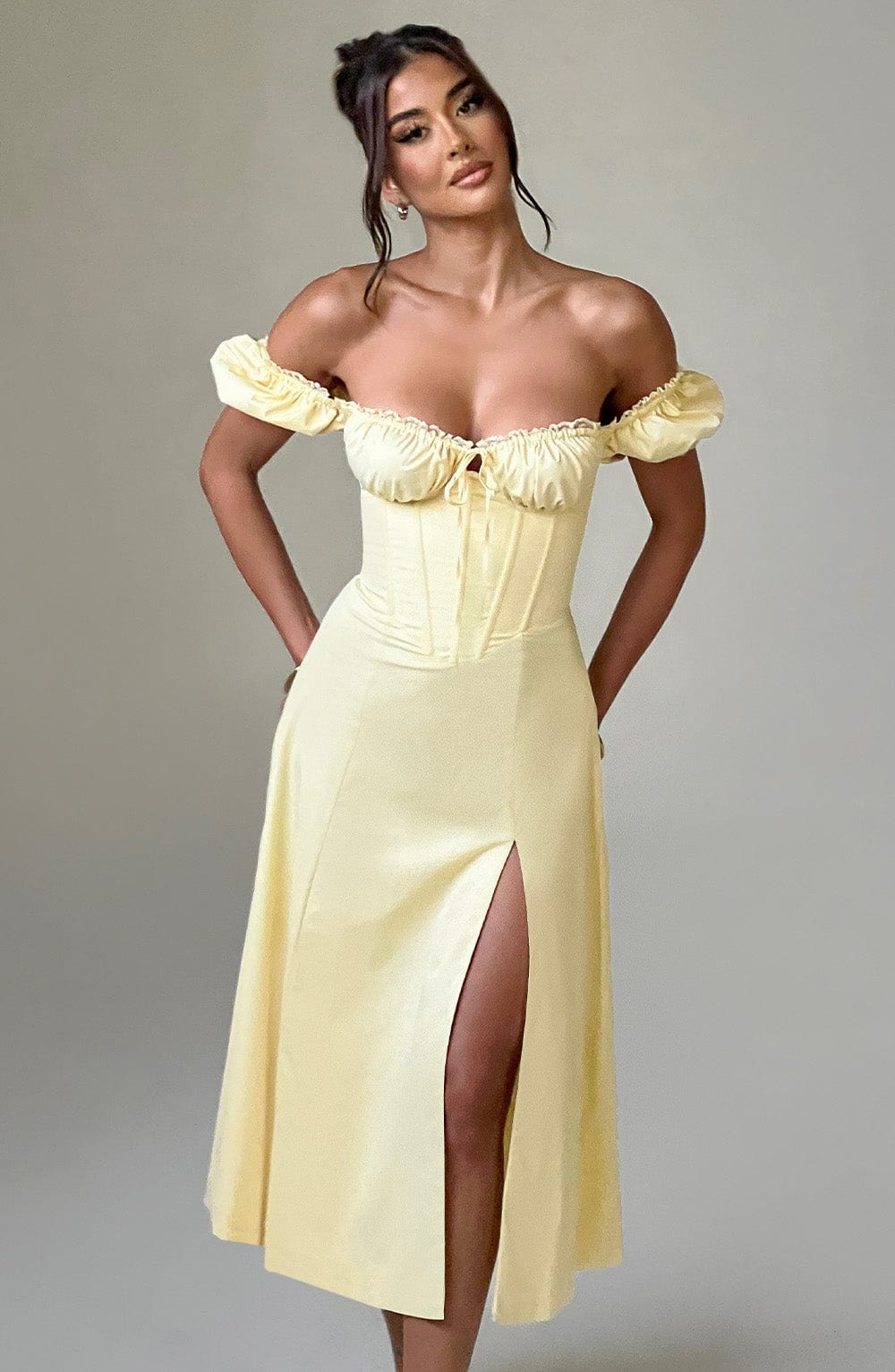 Courtney Midi Dress Lemon – Courtney Yellow Midi Dress, Freshness and Elegance in One Piece