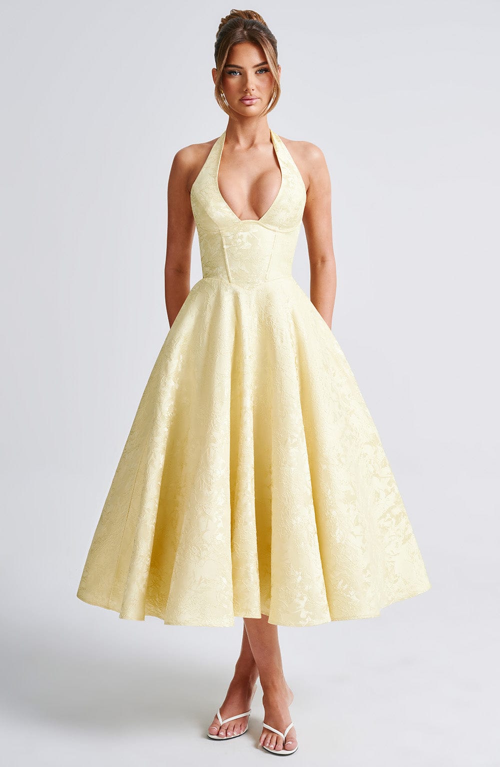 Effie Midi Dress Lemon – Effie Yellow Midi Dress, Vibrant Elegance and Exclusive Sophistication