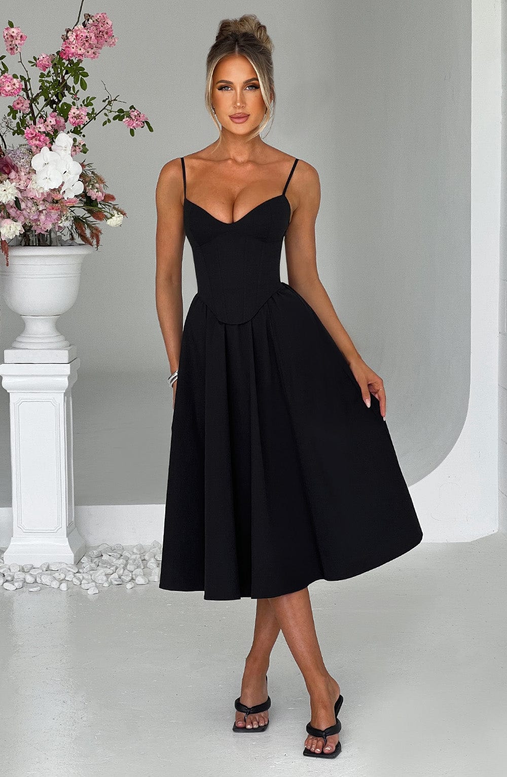 Mariella Midi Dress Black - Mariella Midi Dress Black, Timeless Sophistication and Elegant Style
