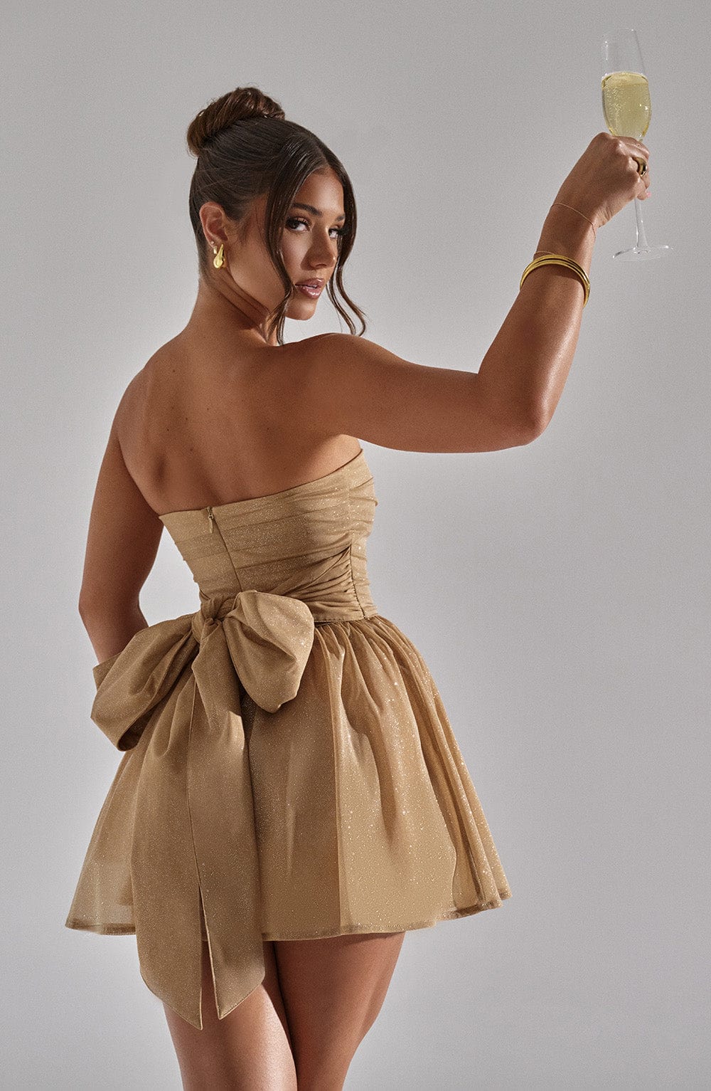 Katrina Mini Dress Gold Sparkle – Mini Katrina Gold Dress with Shine, Glamor and Exclusivity