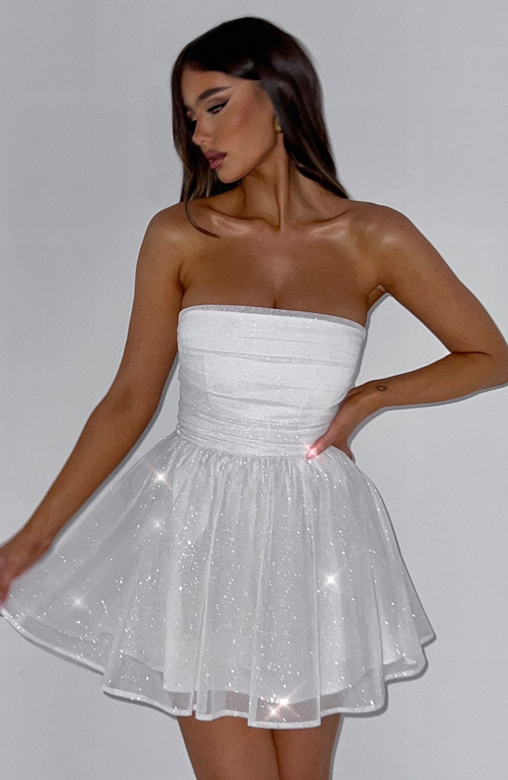 Katrina Mini Dress Ivory Sparkle - Katrina Ivory Mini Dress with Shine, Glamor and Sophistication
