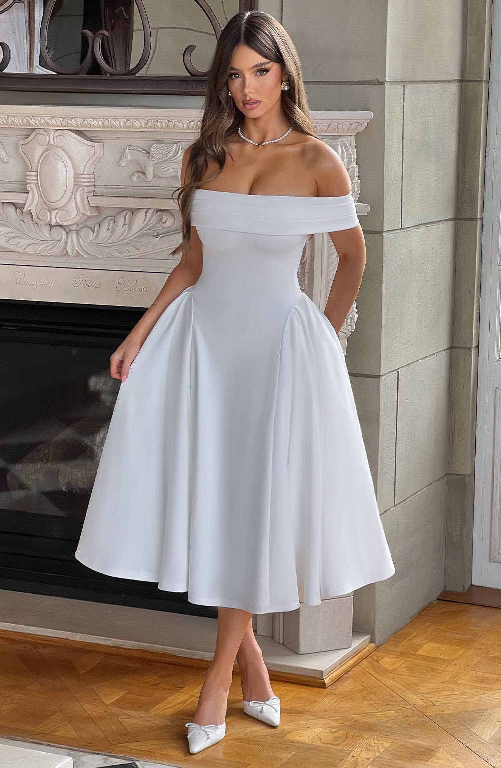 Miranda Midi Dress Ivory – Miranda Ivory Midi Dress, Classic Elegance and Timeless Sophistication