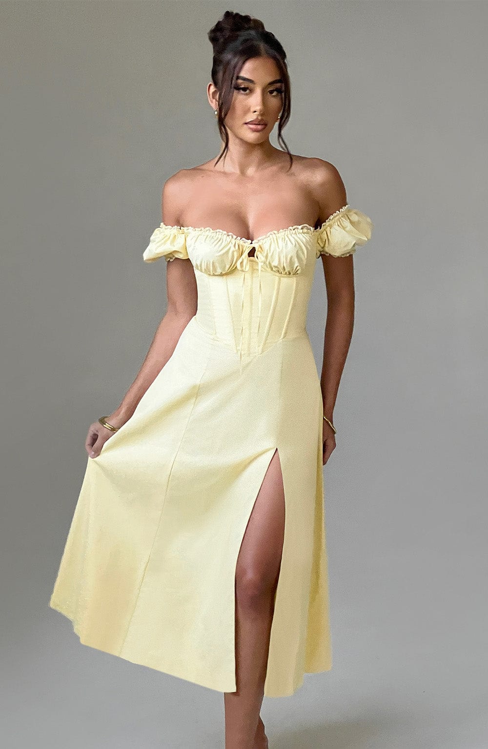 Courtney Midi Dress Lemon – Courtney Yellow Midi Dress, Freshness and Elegance in One Piece