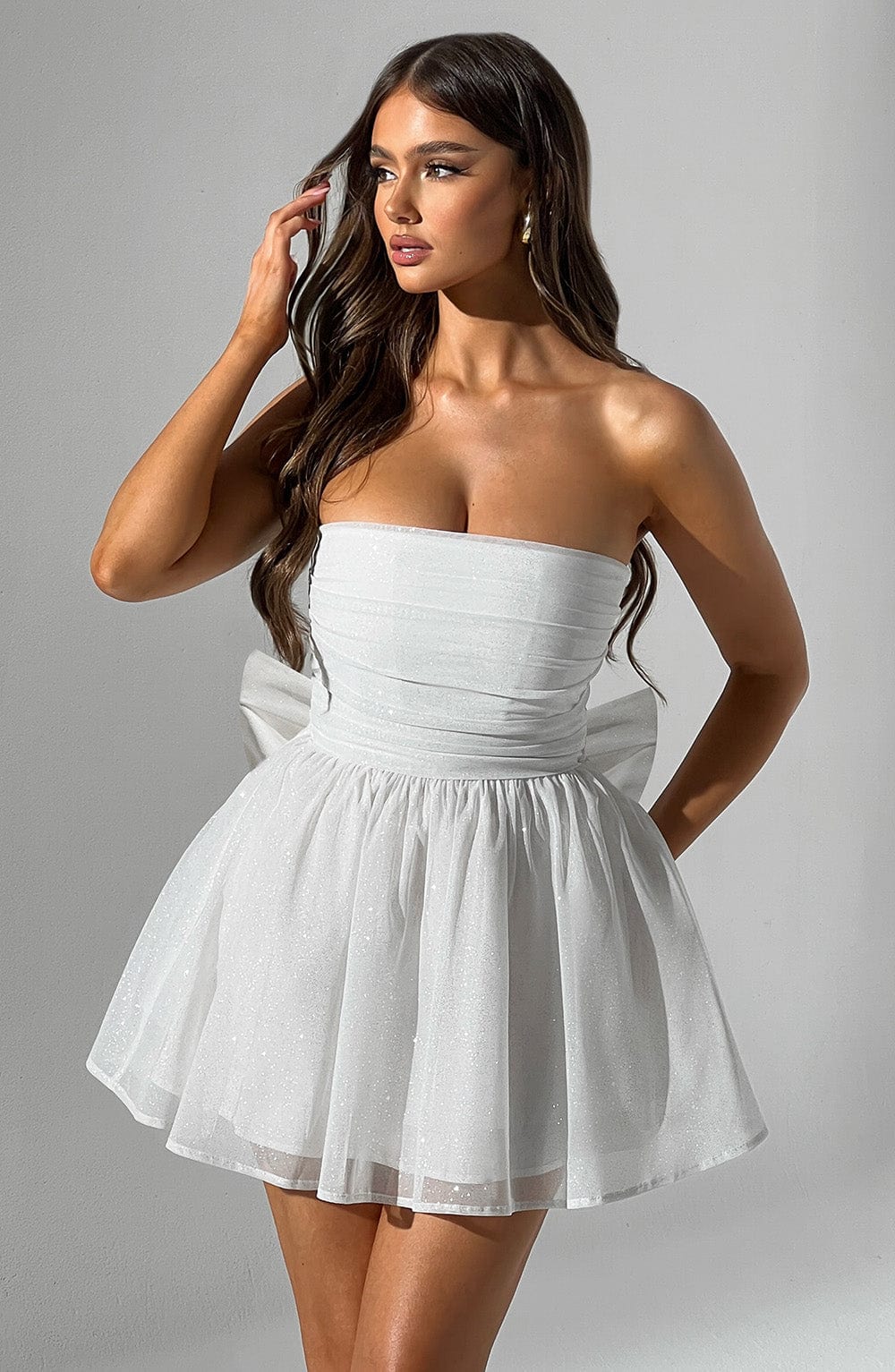Katrina Mini Dress Ivory Sparkle - Katrina Ivory Mini Dress with Shine, Glamor and Sophistication