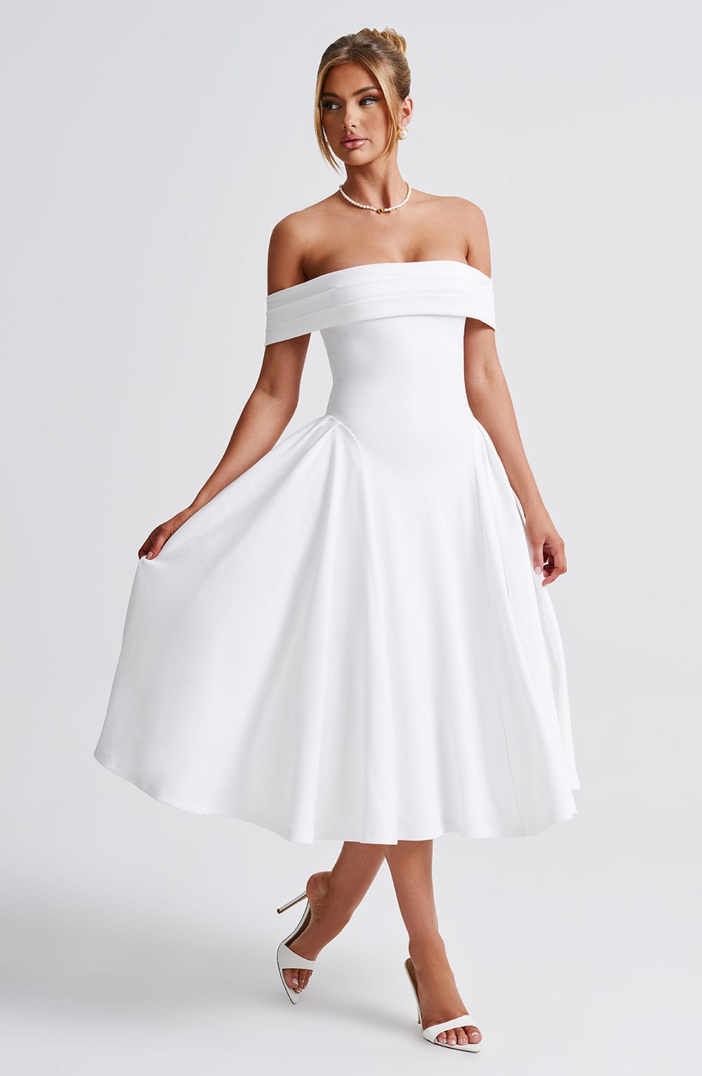 Miranda Midi Dress Ivory – Miranda Ivory Midi Dress, Classic Elegance and Timeless Sophistication