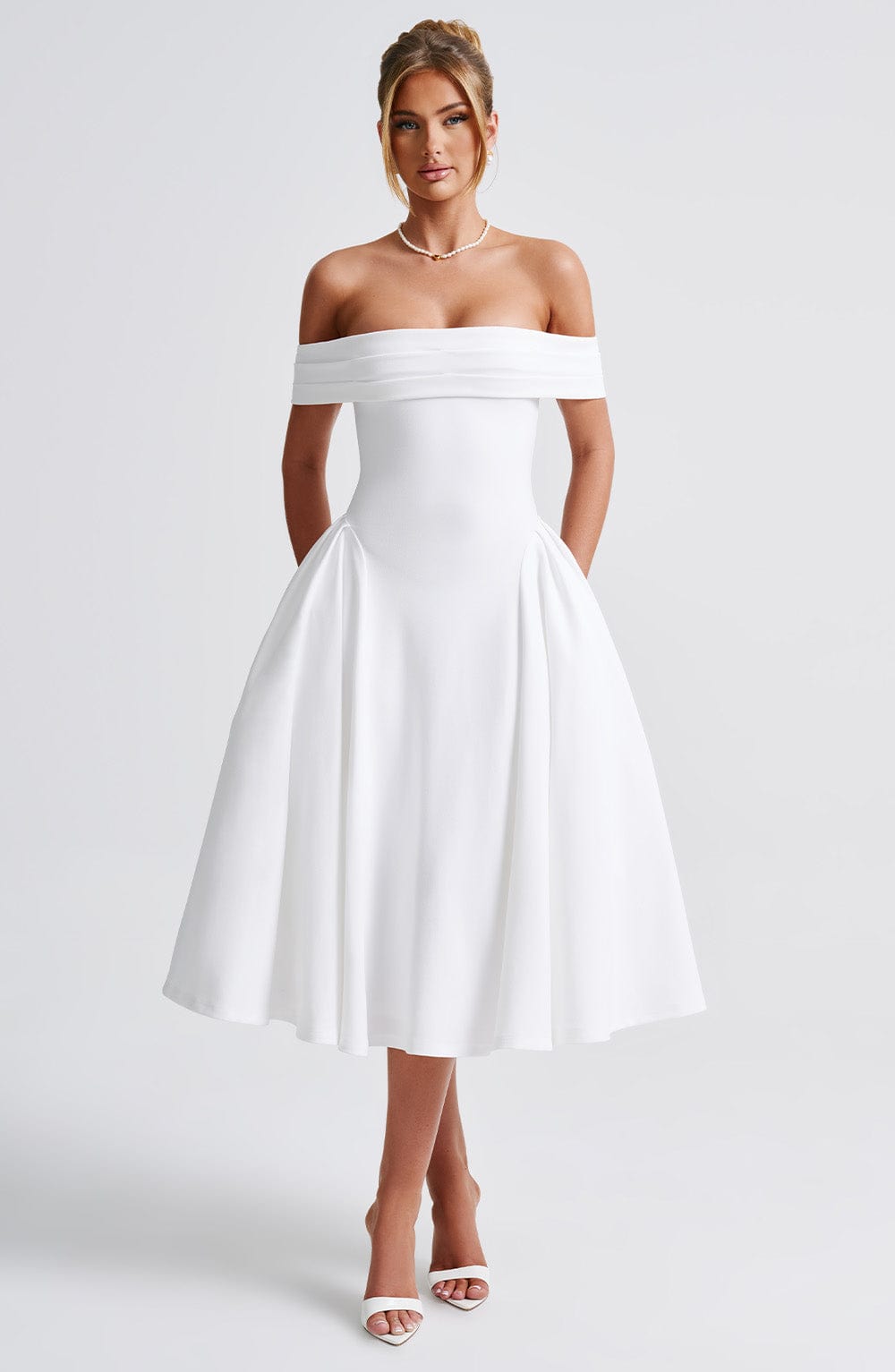 Miranda Midi Dress Ivory – Miranda Ivory Midi Dress, Classic Elegance and Timeless Sophistication