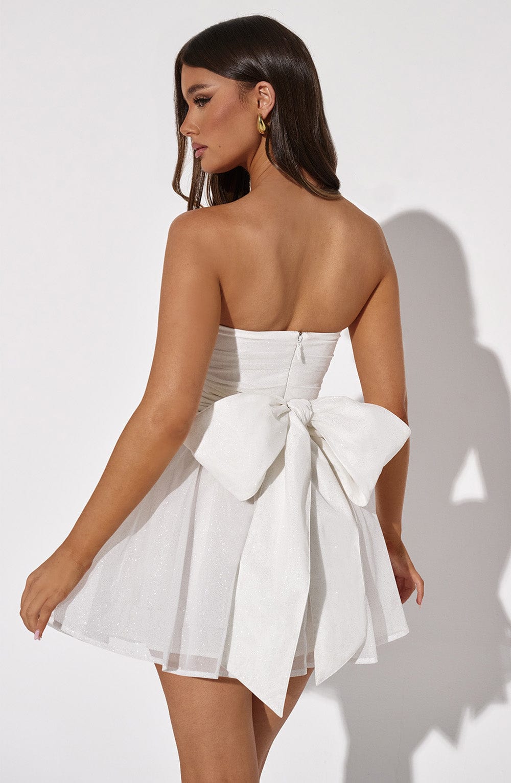 Katrina Mini Dress Ivory Sparkle - Katrina Ivory Mini Dress with Shine, Glamor and Sophistication
